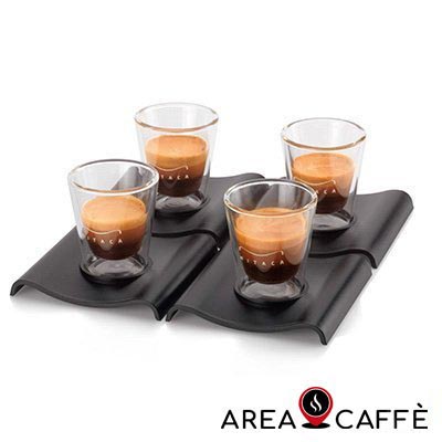 set 4 tazzine caffè espresso Mitaca in doppio vetro soffiato